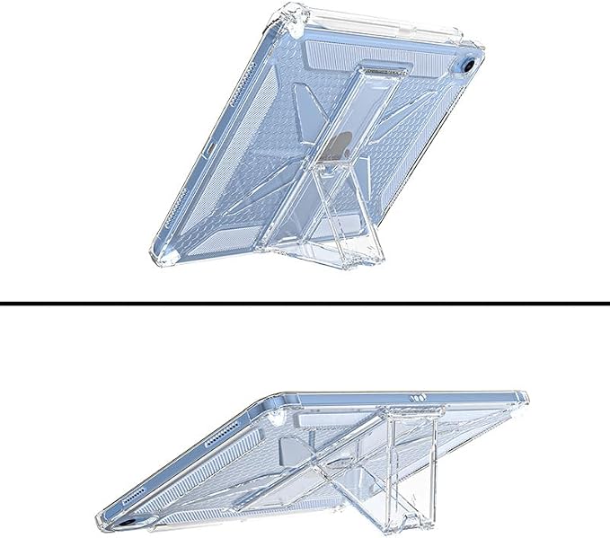 Dteck for Apple iPad 11 inch (A16 11th Gen) iPad 10.9 inch (10th Gen) Slim Clear Case with Kickstand Pencil Holder Reinforced Shockproof Corners Soft TPU Lightweight Protective Cover Transparent