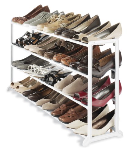 Whitmor 4 Tier 20 Pair Floor Shoe Rack - White - size: 4-Tier