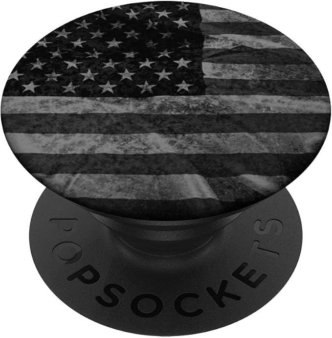 Matte Distressed Black American Flag Gray Vintage US Flag PopSockets Adhesive PopGrip