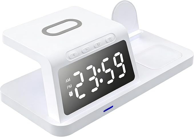 Vikye 3 in 1 Wireless Charging Station Fast Desk Charger 15W for Smartphones Smartwatches and Earphones (HT-506 White)
