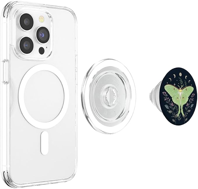 Celestial Moon Moth Butterfly Floral Pattern PopSockets Adhesive PopGrip