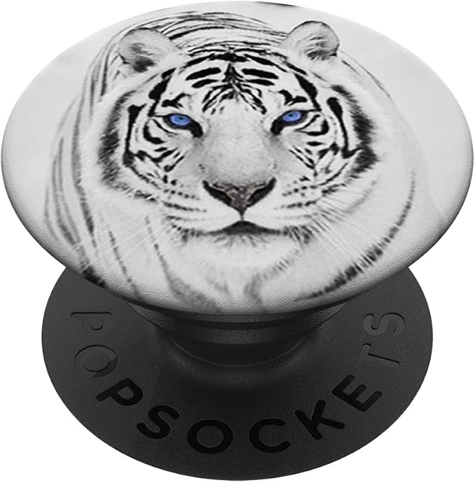 White Tiger Blue Eyes Cute Big Wild Cat Animal Gift Idea PopSockets Adhesive PopGrip