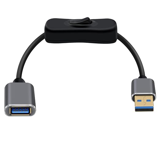 USB 3.0 Cable with Switch 5Gbps Data Transmit USB 3.0 Extension Cable Gold Plated Connectors Type A Male to Female Extension Cable for Laptops PC TV (Black 1.5 m)