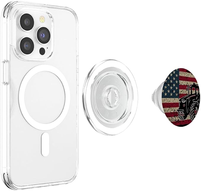 Farm Tractors America Flag I Patriotic Farming Gift Idea PopSockets Adhesive PopGrip