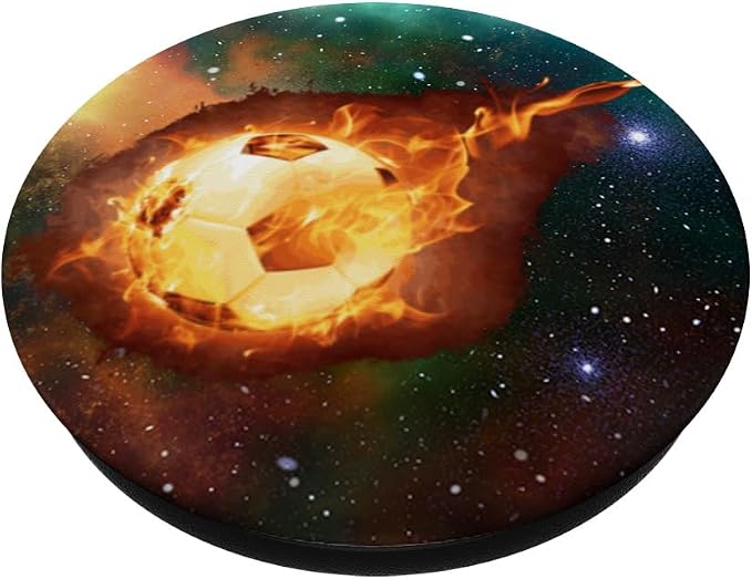 Galaxy Soccer Ball Pop Socket - Flaming Soccer Bal Futbol PopSockets Adhesive PopGrip