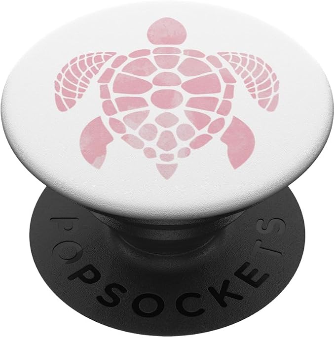 Pink Pattern Turtle phone grip Turtles on a white look PopSockets Adhesive PopGrip