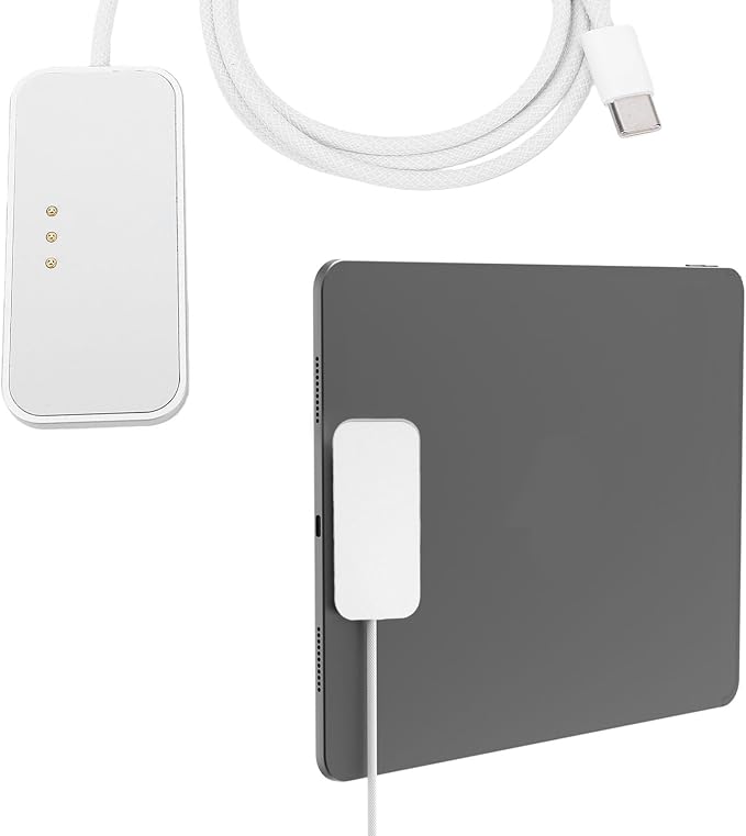 Magnet Wireless Charger 27W Fast Charging Cable for Pro 12.9 Inch 3rd 4th 5th 6th Gen and Air 13 Inch M2 M3 with Advanced Magnet Smart Connector USB C Interface (1m)