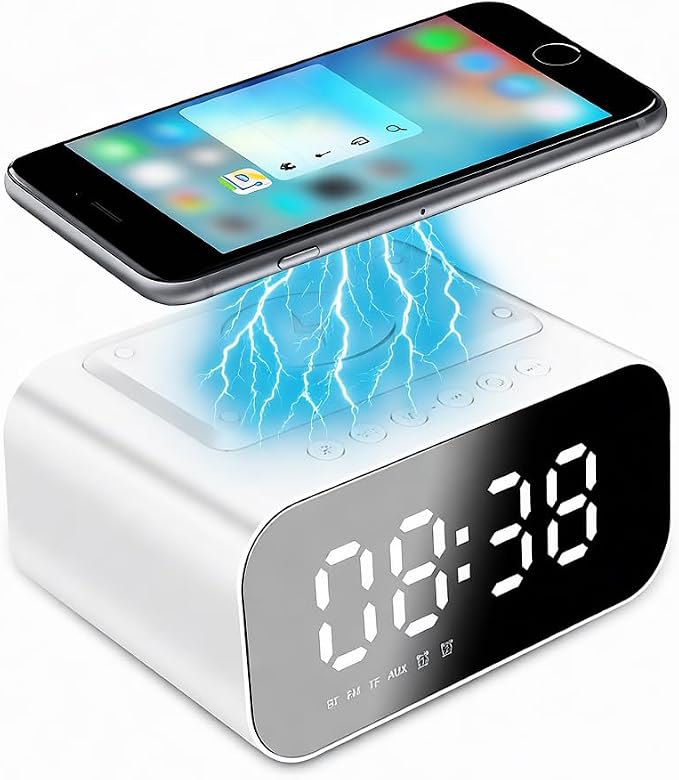 IHAO 3in1 Multifunctional Foldable Wireless Charging Station with LED Ambient Night Light Fast QC3.0 Charger for Phone iWatch Headphone Space-Saving Auto-Shutoff &amp Overcharge Protection-Black