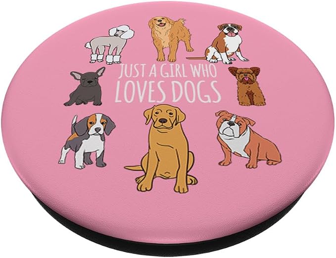 Fun Cute Pink Just A Girl Who Loves Dogs PopSockets Adhesive PopGrip