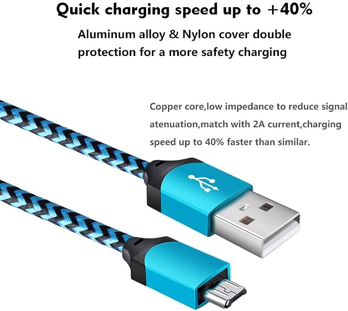 Android Phone Charger Micro Cable4-Pack Wall Plug 1A/5V Power Adapter with 6ft Nylon Braided Fast Charging Micro USB Cord Compatible Samsung Galaxy S7 S6 Edge S4 Note 5 Moto G5 Plus E4 G6 Play HTC