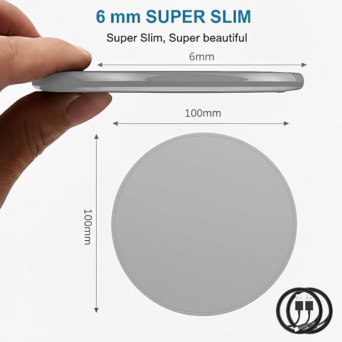 2Pcs Fast Wireless Charger 15W Max Wireless Charging Stand Compatible with iPhone 17/17Plus/17Pro/16/16Plus/16Pro /15/14/13/12/11/X/XR Samsung Galaxy S25/S24/S23/S22/S21/S20/S10/S9/S8 Note 20
