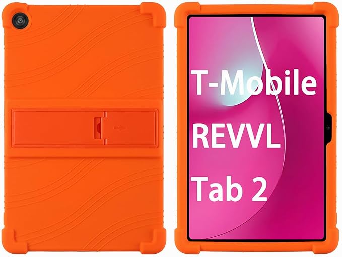 for Revvl Tab 2 Case (2025) Kids Soft Silicone Cover for Tmobile Revvl Tab 2 Tablet Case with Stand (Black)