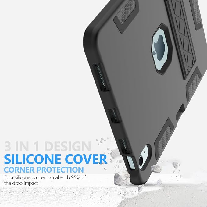 Puxicu Case for iPad 6th / 5th Generation (2018 2017 Model 9.7 Inch) Heavy Duty Rugged Protective Cover for iPad 9.7 Black