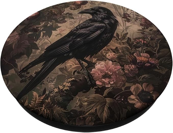 Aesthetic Vintage Gothic Boho Raven In Forest Floral Crow PopSockets Adhesive PopGrip