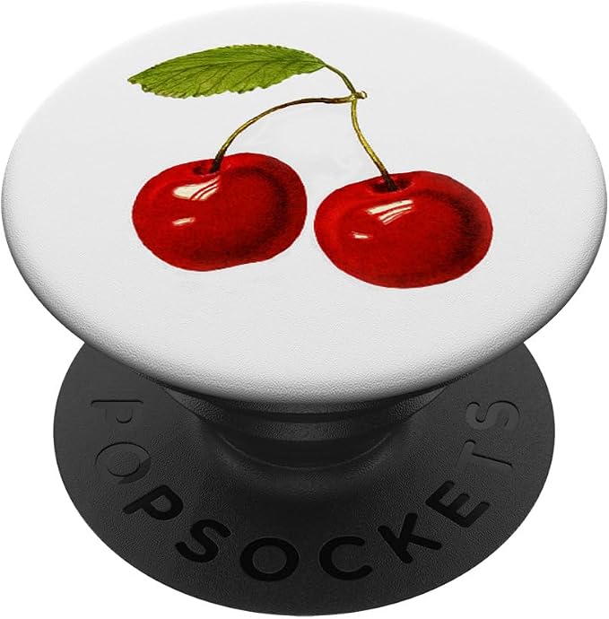 Watercolor Cherry Art On White Background PopSockets Adhesive PopGrip