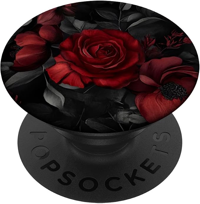 Goth Floral Red Rose Moody Black Dark Academia Flowers PopSockets PopWallet for MagSafe