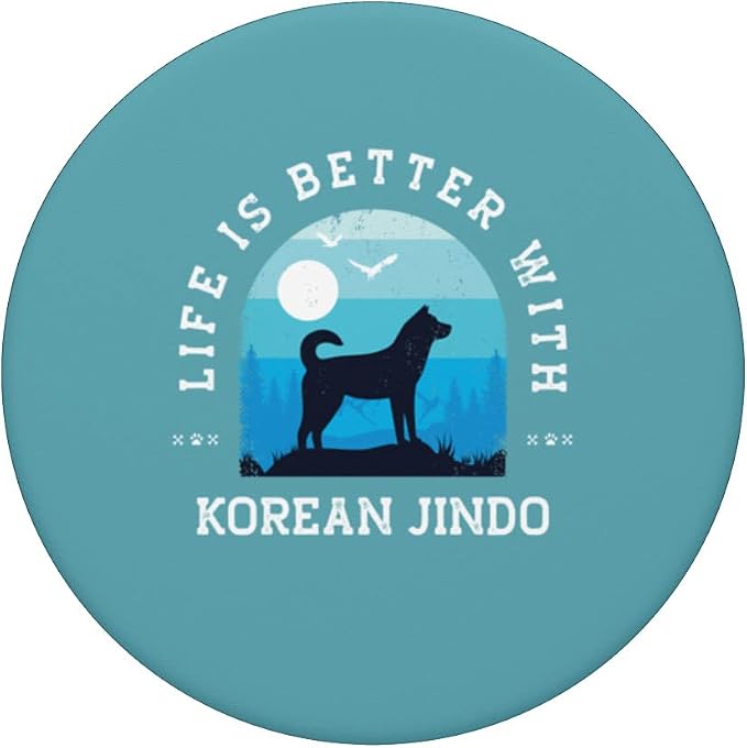 Life Better Korean Jindo Vintage Blue Dog Mom Dad PopSockets Swappable PopGrip