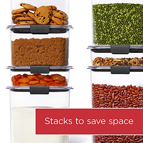 Rubbermaid Brilliance 12-Cup Airtight Food Storage Container, Perfect for Pantry Staples, Clear/Grey - size: 12 Cup