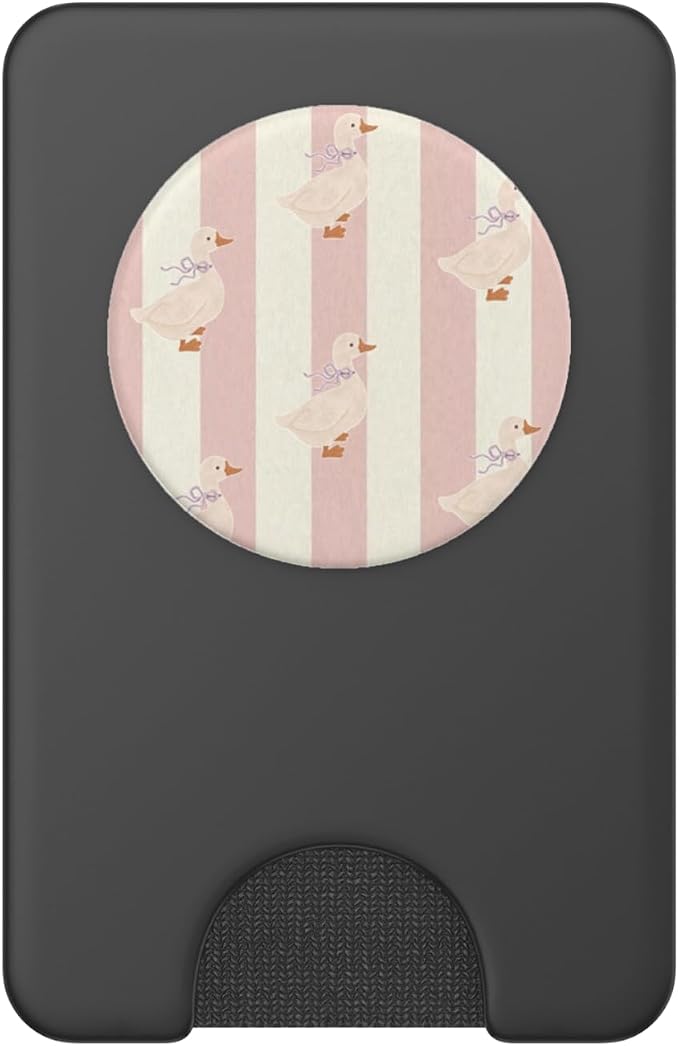 Pink Stripe Duck Pattern PopSockets Adhesive PopGrip