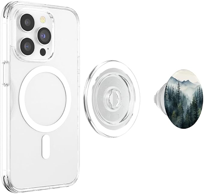 Foggy Forest Pine Tree Woods Green Nature Outdoor Explore PopSockets PopGrip for MagSafe