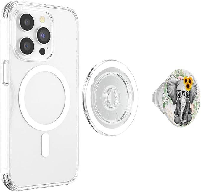 Cute Elephant Sunflower PopSockets Adhesive PopGrip