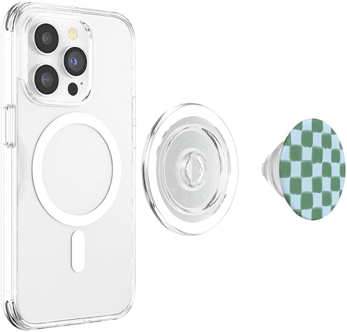 PopSockets Phone Grip – Blue Green Checker PopSockets PopGrip for MagSafe