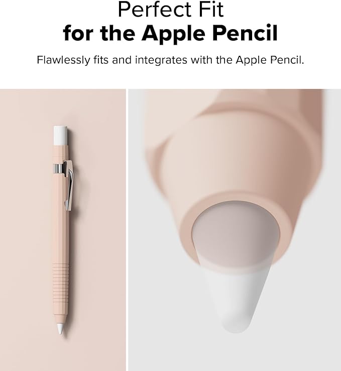Ringke Silicone Drafting Pencil Case Compatible with Apple Pencil USB-C Case, Perfect Grip Silicone Protective Cover Sleeve Accessories - Pink Sand