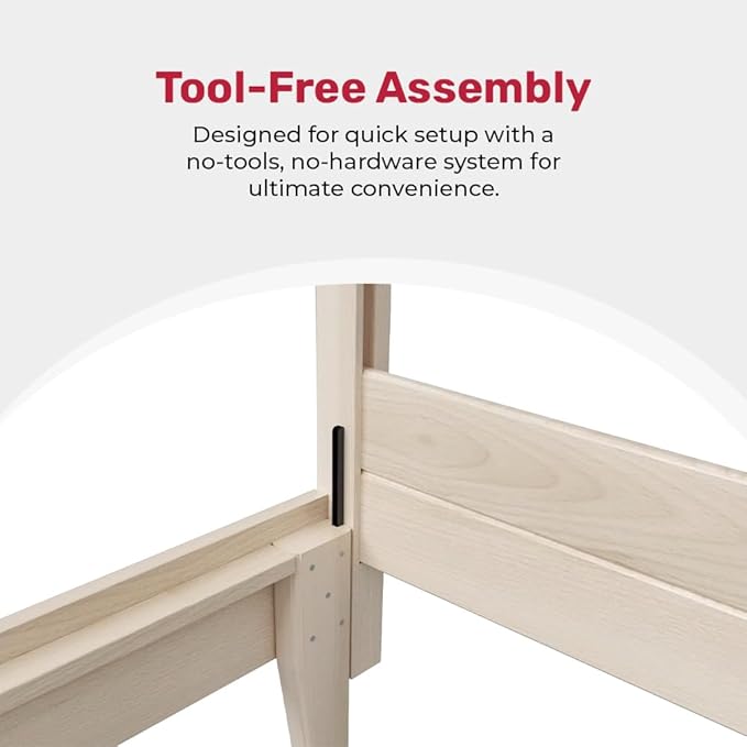 Solid Hardwood Deluxe Platform Bed Frame, Headboard, Footboard & Slats, Quality Crafted in Pennsylvania, USA from Poplar by Mennonite Artisans, No Box Spring Needed, Easy Assembly
