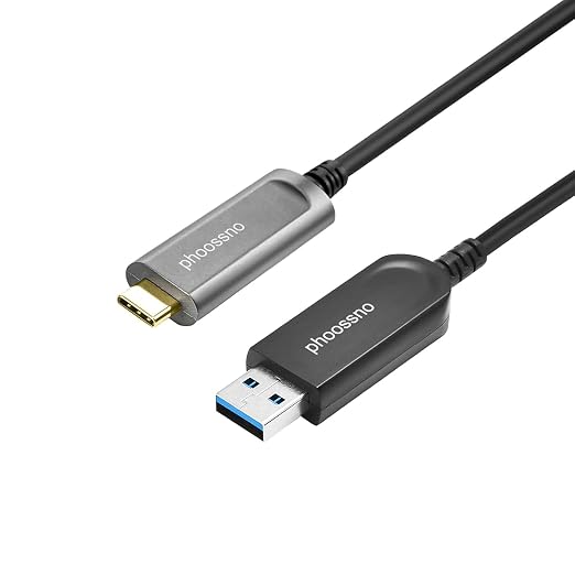 USB A to C Extension Fiber Optical Cable USB 3.2 Gen2 10Gbps 10M 33FT Right Angled Compatible with Microsoft Azure Logitech Aver Vaddio Camera Barco ClickShare Kinect Intel RealSense