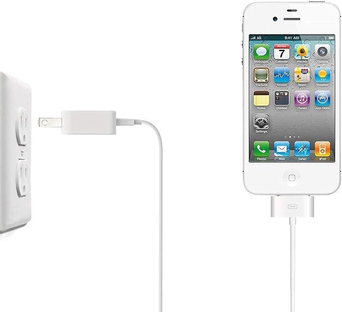 ESK Certified 6 Feet 30 Pin USB Charging Cable with 5W USB Power Adapter for iPhone 4/4s iPhone 3G/3GS iPad 1/2/3 iPod Touch 1/2/3/4 (2 Pack)