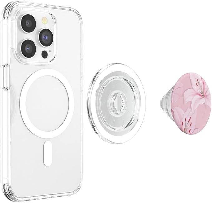 Pink Lily Floral PopSockets Adhesive PopGrip