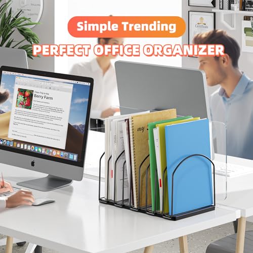 Simple Trending 2 Pack 9 Section Metal File Sorter Organizer for Desk Home Office, Black - style: 2BK- 7 Section Black