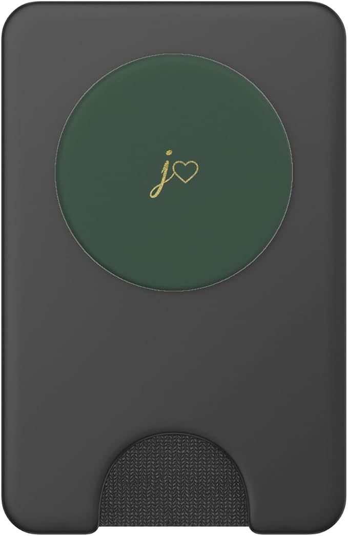 Yellow Initial Letter J Heart Minimalist Forrest Green PopSockets Adhesive PopGrip