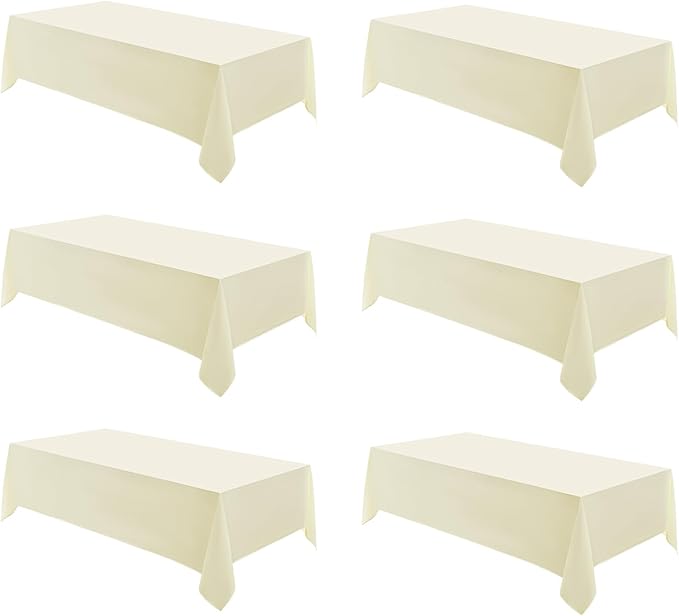 Rectangle Tablecloths 60x120 Inch 6 Pack Ivory Tablecloth for 6ft Washable Decorative Linen Polyester Table Cloths for 8ft Dining Table Banquets Buffet Parties and Wedding