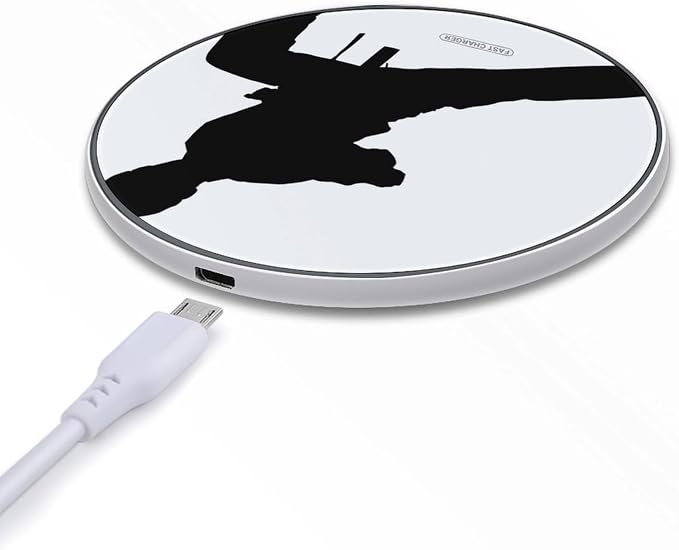 Karate Men Wireless Charger with USB Cable Qi-Certified 10W Fast Wireless Charging Pad Portable Charging Station Anti-Slip Slim Charger Mat for All Qi-Enabled Phones