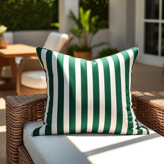 RSH DECOR: Sunbrella Square Throw Pillows Set of 4 | 17" x 17" | Water and Fade-Resistant Performance Fabric | Outdoor Pillow Covers with Down-Alternative Inserts | Mason Forest Green