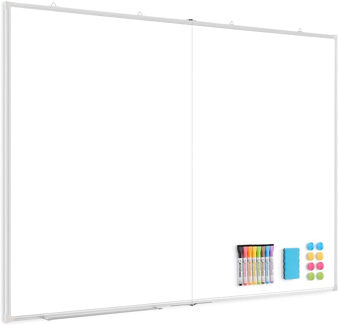 60" x 48" Double-Sided Large White Board, Foldable Magnetic Whiteboard Dry Erase Portable Wall Hanging Whiteboards for Home, School, Office