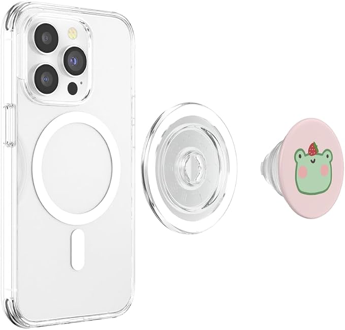 Cute Frog with Strawberry Kawaii Aesthetic PopSockets PopGrip: Swappable Grip for Phones &amp Tablets