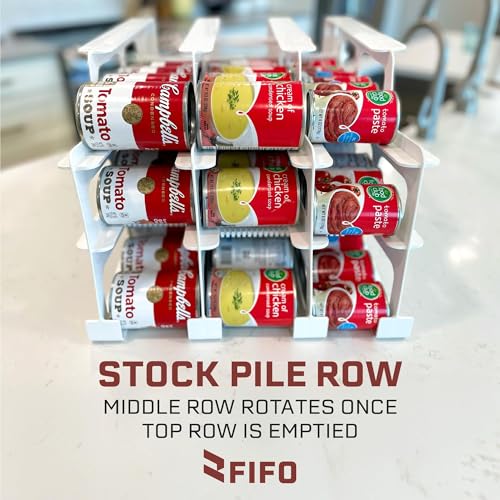 FIFO Can Tracker 3-Pack - 3-Tier Rotating Food Can Organizer for Pantry, Expandable Soda Can Storage for Kitchen, Holds 54 Cans of Food or Soda - size: 3 Pack, style: 54 can