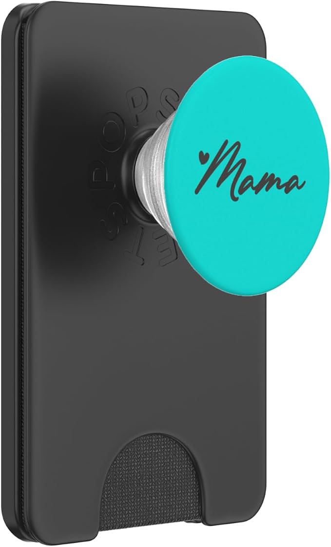 Gray Light Teal Heart Mama PopSockets Adhesive PopGrip