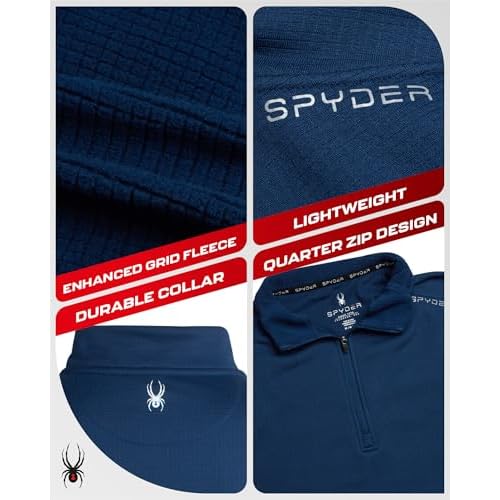 Spyder Mens Quarter Zip Pullover Sweatshirt - Lightweight Soft Fleece Athletic Pullover - Gym & Running Sweatshirts for Men