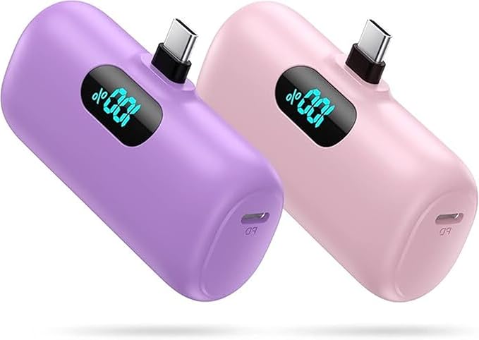 [2 Pack]Small Portable Charger for iPhone 17/16/15 Series5000mAh 3A PD USB C Power Bank Mini Travel Essentials Battery Pack for iPhone 17/17 Pro/16/16 Plus/16 Pro/15 Pro MaxSamsungAndroid/LG etc