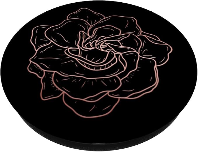 Simple Cute Black Rose Gold Flower Minimalist Aesthetic PopSockets Swappable PopGrip