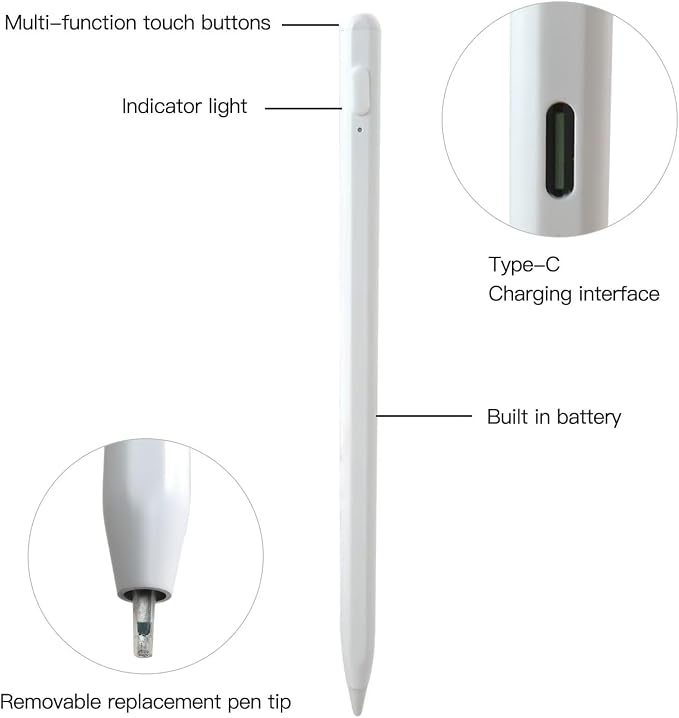 2023 New Touch Screen Stylus Pen Compatible for iPad 2021 9th gen/2020 8th gen/2019 7th gen/2018 6th gen - Black