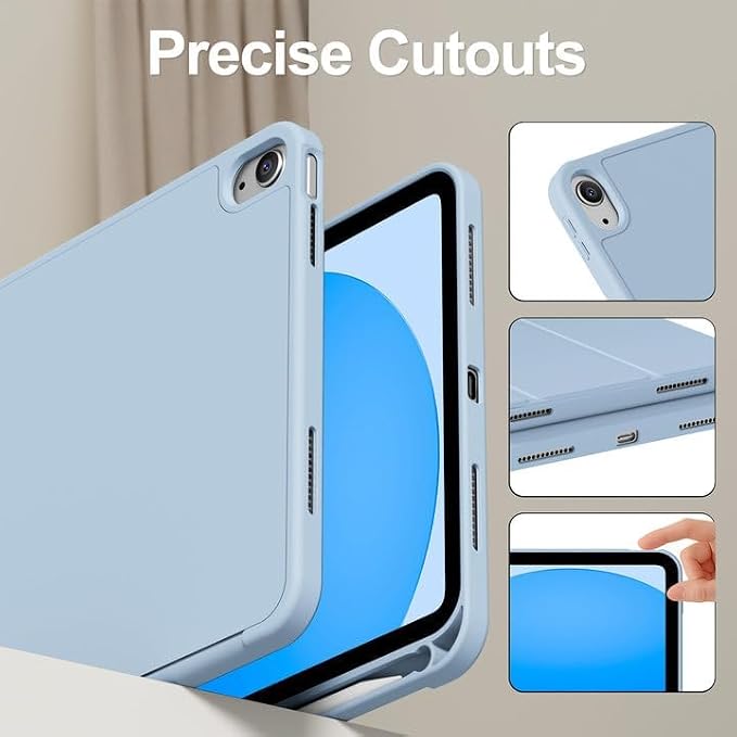 for iPad (A16) 11th Generation Case 11 Inch 2025 Black | for iPad 10th Generation Case 10.9 Inch 2022 with Pencil Holder Smart Trifold Stand Slim Protective Cover Auto Wake/Sleep