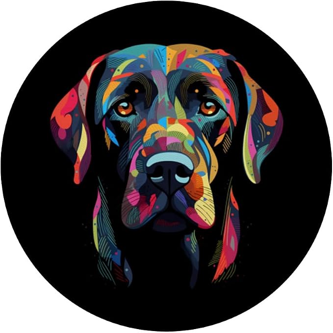 Labrador Retriever Colorful Dog Face Funny Lab Lover Black PopSockets Adhesive PopGrip