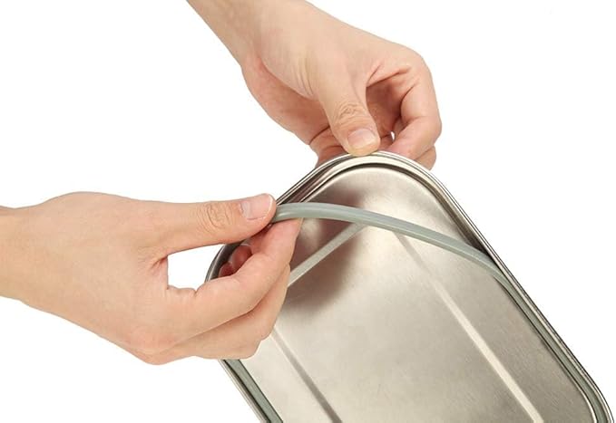 G.a HOMEFAVOR Stainless Steel Bento Lunch Box - Leak-Proof Metal Bento Box, Large Food Container with Lock Clips, Snack Container, Dishwasher Safe, 2 Compartments, 1400 ml/47 oz