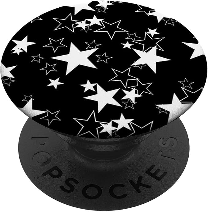 Pop Sockets Grip Stand Black Stars White PopSockets Adhesive PopGrip
