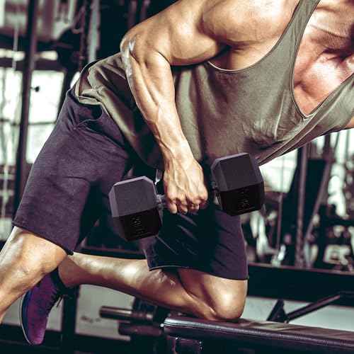Fitvids Hex Dumbbells Rubber Coated Hand Weights for Exercises and Fitness, Single?s