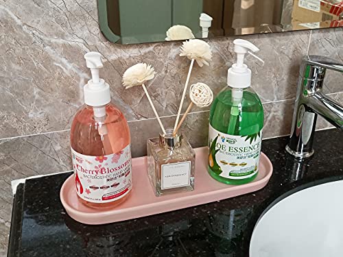 Ceramic Sink Tray, Bathroom Counter Tray, Bathtub Tray, Cosmetics Dish, Candle Tray, Perfume Shampoo Liquid Soap Tray Simple Style Design Suit for Bathroom and Kitchen (Pink) - color: Pink